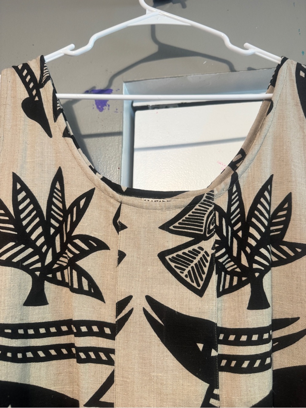 Nefertiti Collection Linen Blend Dress NWT Graphic Tribal African Art XL - Picture 9 of 13